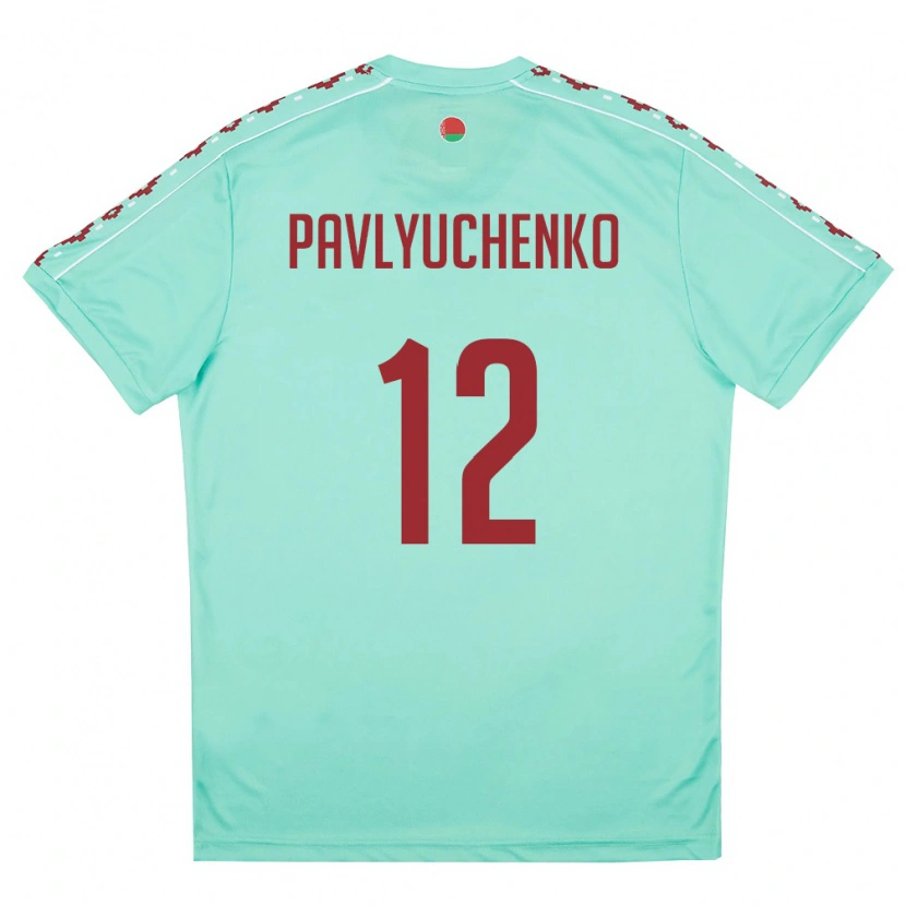 Danxen Women Belarus Pavel Pavlyuchenko #12 Light Green Burgundy Away Jersey 26-28 T-Shirt