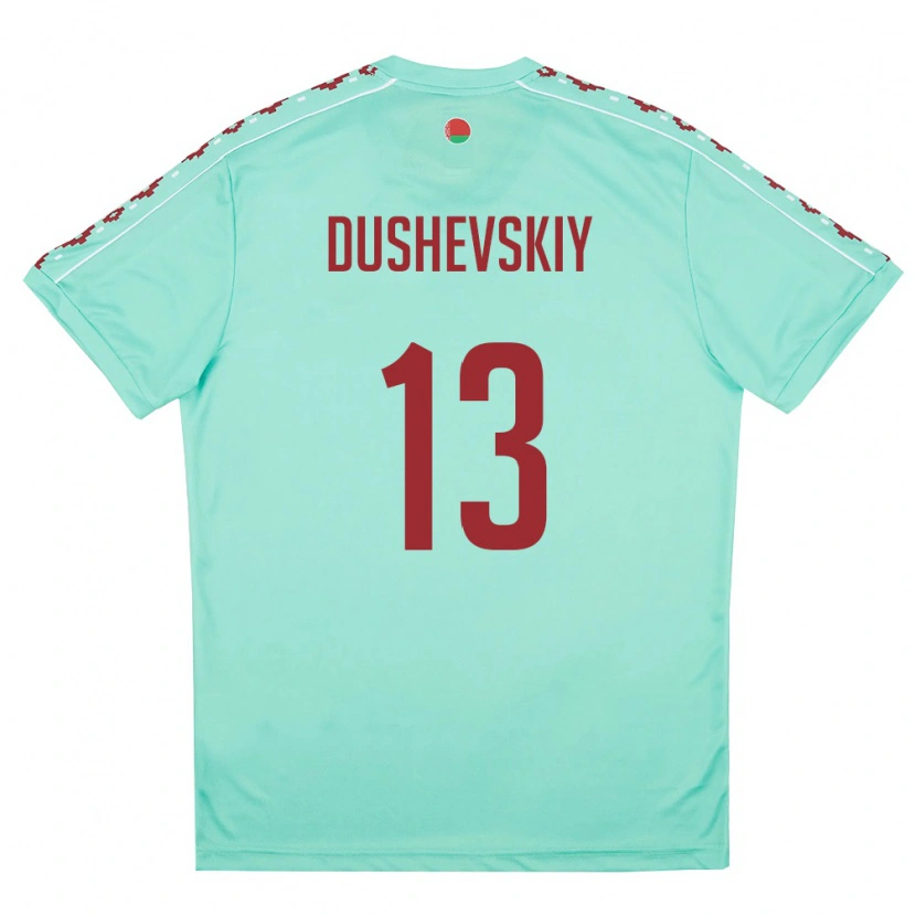 Danxen Women Belarus Daniil Dushevskiy #13 Light Green Burgundy Away Jersey 26-28 T-Shirt