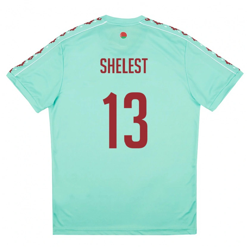 Danxen Women Belarus Kirill Shelest #13 Light Green Burgundy Away Jersey 26-28 T-Shirt