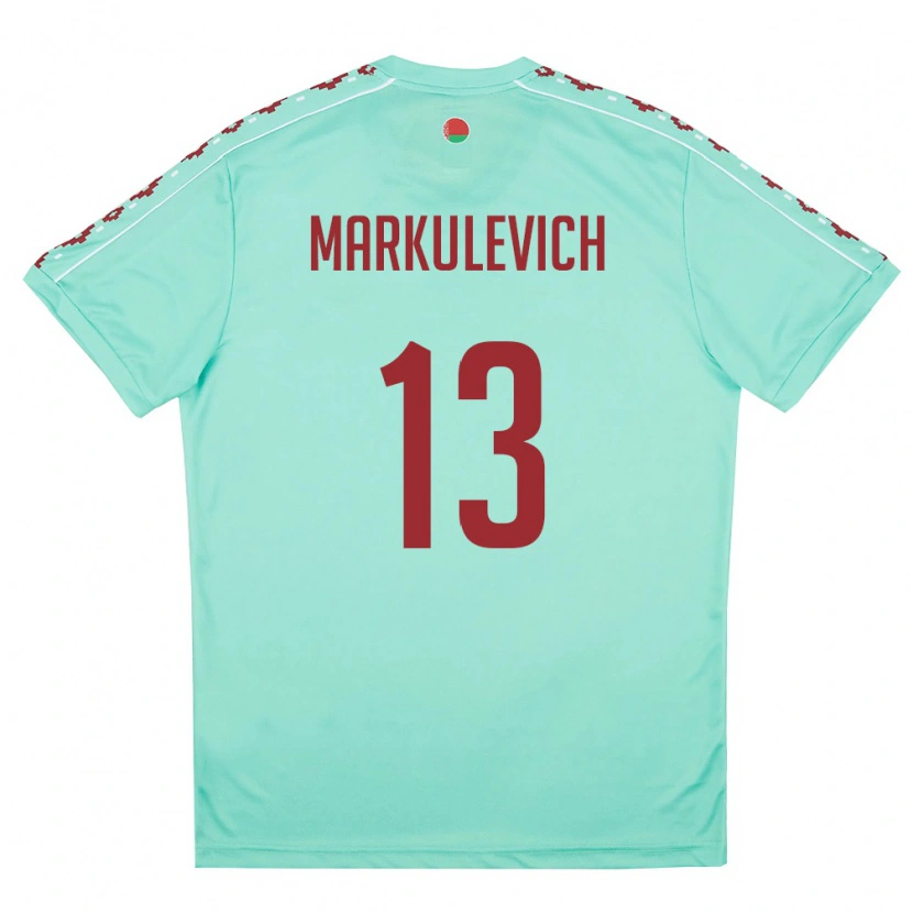 Danxen Women Belarus Ilya Markulevich #13 Light Green Burgundy Away Jersey 26-28 T-Shirt