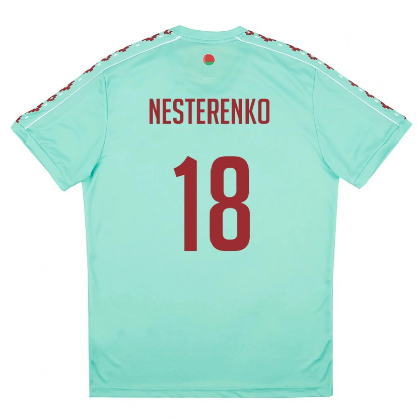 Danxen Women Belarus Evgeniy Nesterenko #18 Light Green Burgundy Away Jersey 26-28 T-Shirt