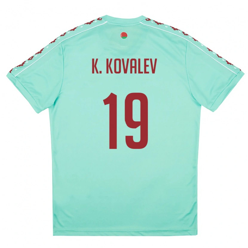 Danxen Women Belarus Kirill Kovalev #19 Light Green Burgundy Away Jersey 26-28 T-Shirt