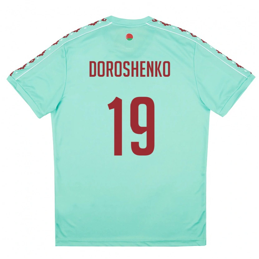 Danxen Women Belarus Aleksandr Doroshenko #19 Light Green Burgundy Away Jersey 26-28 T-Shirt