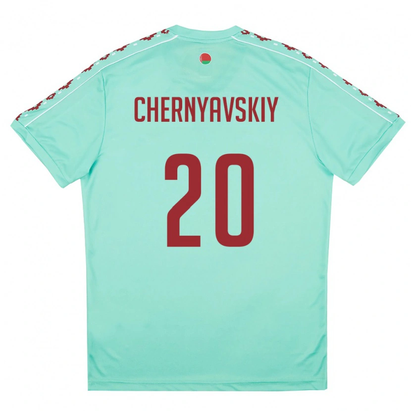 Danxen Women Belarus Vasiliy Chernyavskiy #20 Light Green Burgundy Away Jersey 26-28 T-Shirt