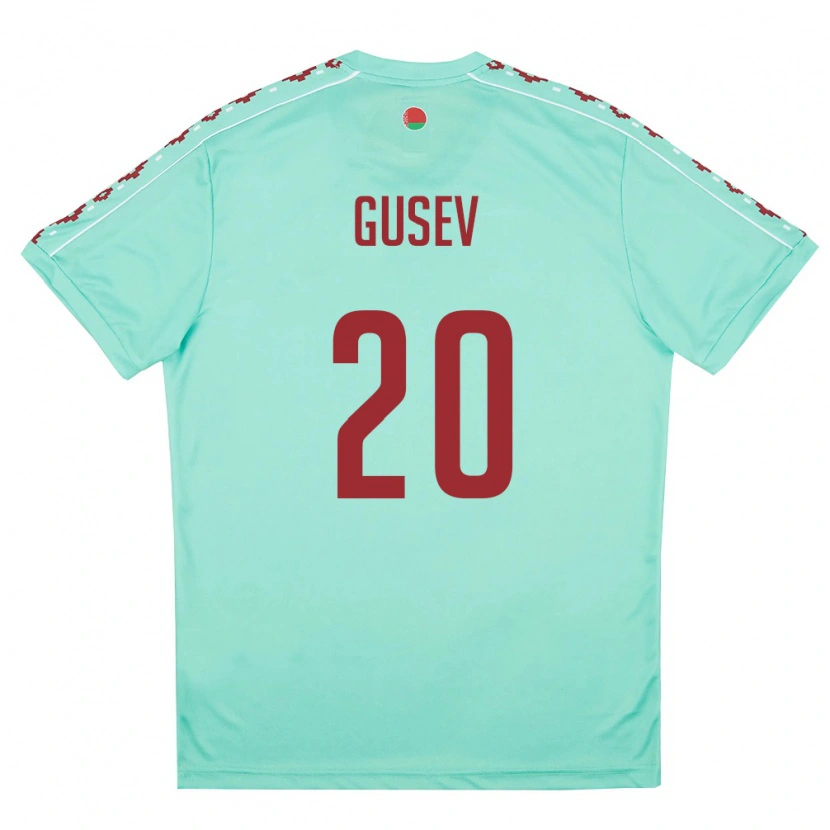 Danxen Women Belarus Bogdan Gusev #20 Light Green Burgundy Away Jersey 26-28 T-Shirt