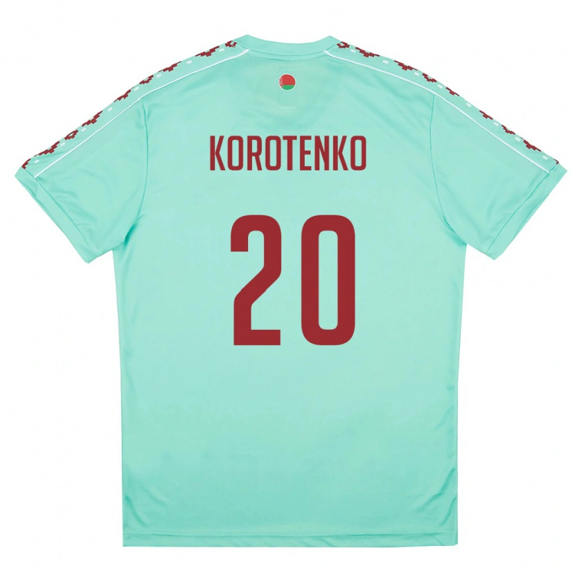Danxen Women Belarus Bogdan Korotenko #20 Light Green Burgundy Away Jersey 26-28 T-Shirt