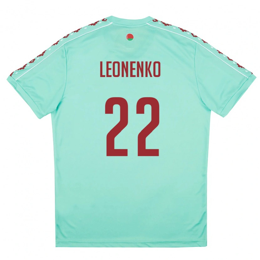 Danxen Women Belarus Danila Leonenko #22 Light Green Burgundy Away Jersey 26-28 T-Shirt
