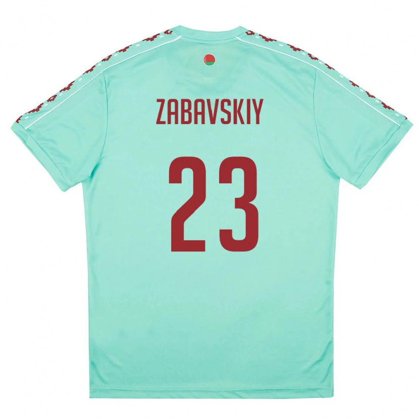 Danxen Women Belarus Matvey Zabavskiy #23 Light Green Burgundy Away Jersey 26-28 T-Shirt