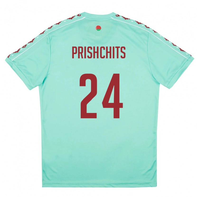 Danxen Women Belarus Daniil Prishchits #24 Light Green Burgundy Away Jersey 26-28 T-Shirt