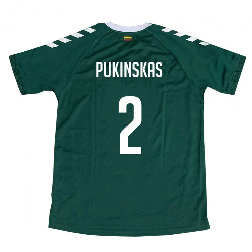 Danxen Women Lithuania Ignas Pukinskas #2 Dark Green White Away Jersey 26-28 T-Shirt