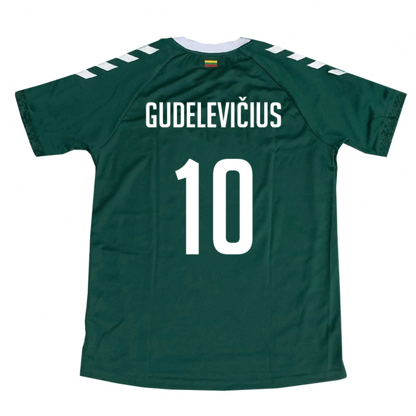 Danxen Women Lithuania Ernestas Gudelevičius #10 Dark Green White Away Jersey 26-28 T-Shirt