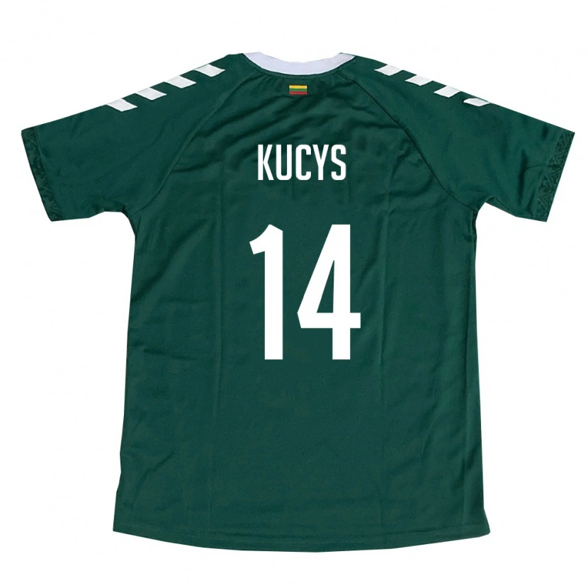 Danxen Women Lithuania Armandas Kucys #14 Dark Green White Away Jersey 26-28 T-Shirt