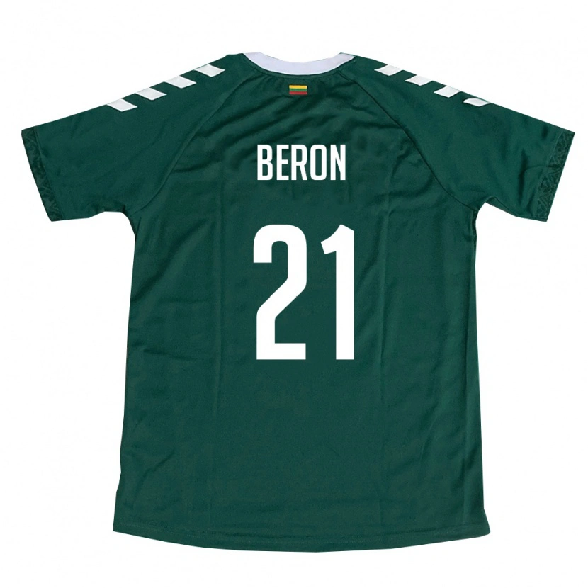 Danxen Women Lithuania Jake Beron #21 Dark Green White Away Jersey 26-28 T-Shirt