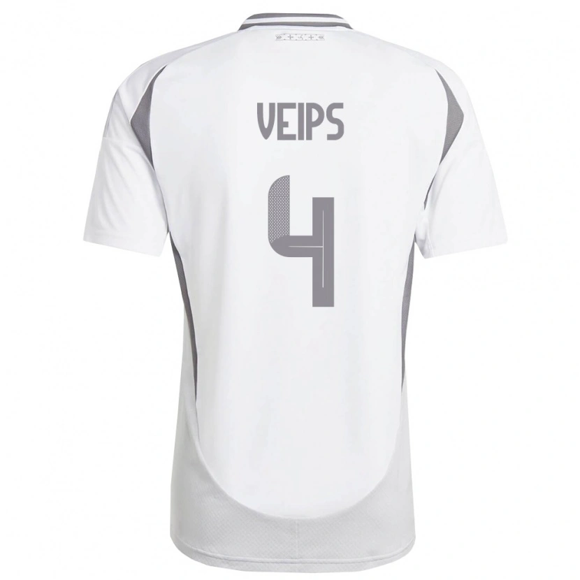 Danxen Women Latvia Roberts Veips #4 White Dark Gray Away Jersey 26-28 T-Shirt