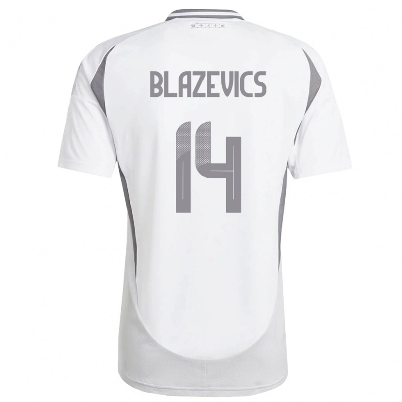 Danxen Women Latvia Olivers Blazevics #14 White Dark Gray Away Jersey 26-28 T-Shirt