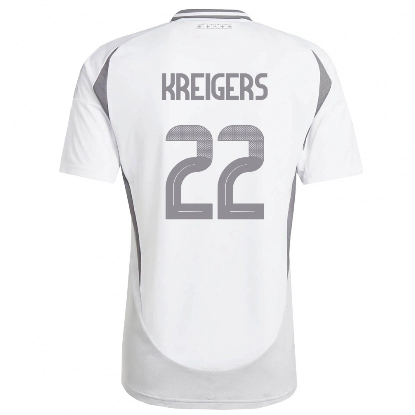 Danxen Women Latvia Edvards Kreigers #22 White Dark Gray Away Jersey 26-28 T-Shirt