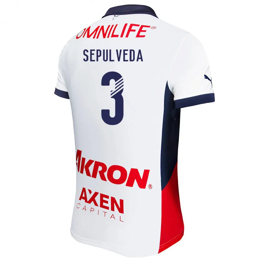 Danxen Men Gilberto Sepúlveda #3 White Red Blue Away Jersey 2024/25 T-Shirt