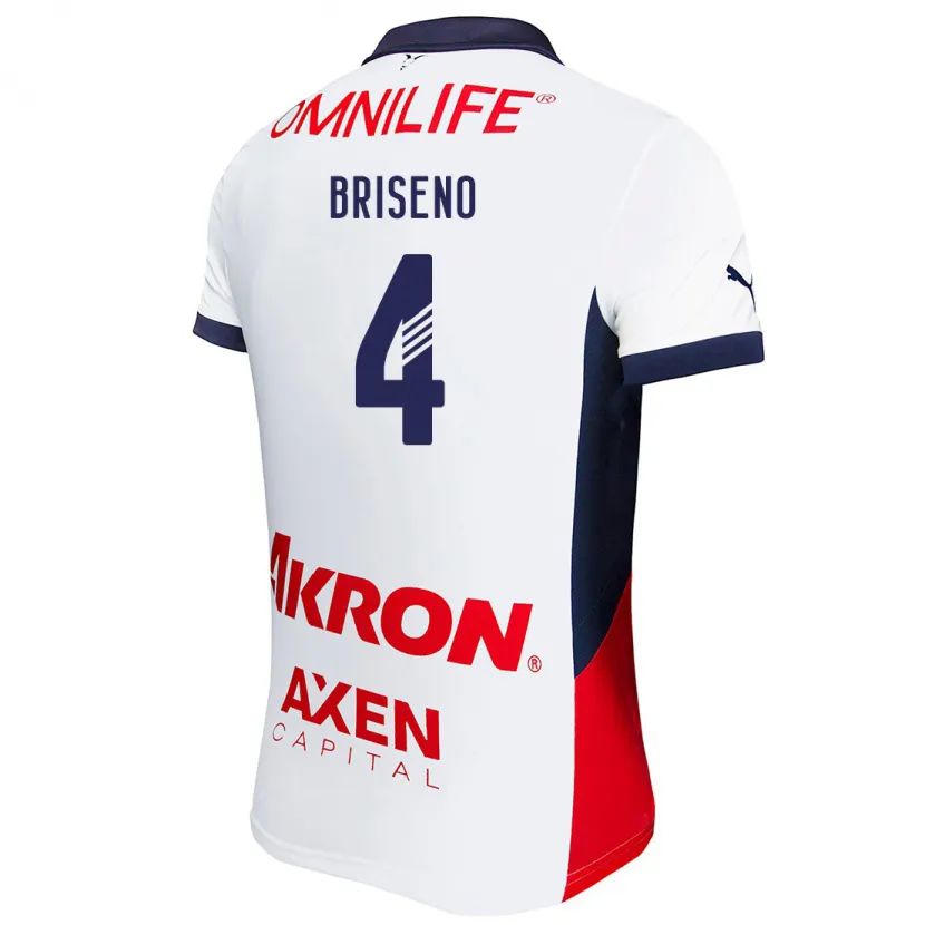 Danxen Men Antonio Briseño #4 White Red Blue Away Jersey 2024/25 T-Shirt