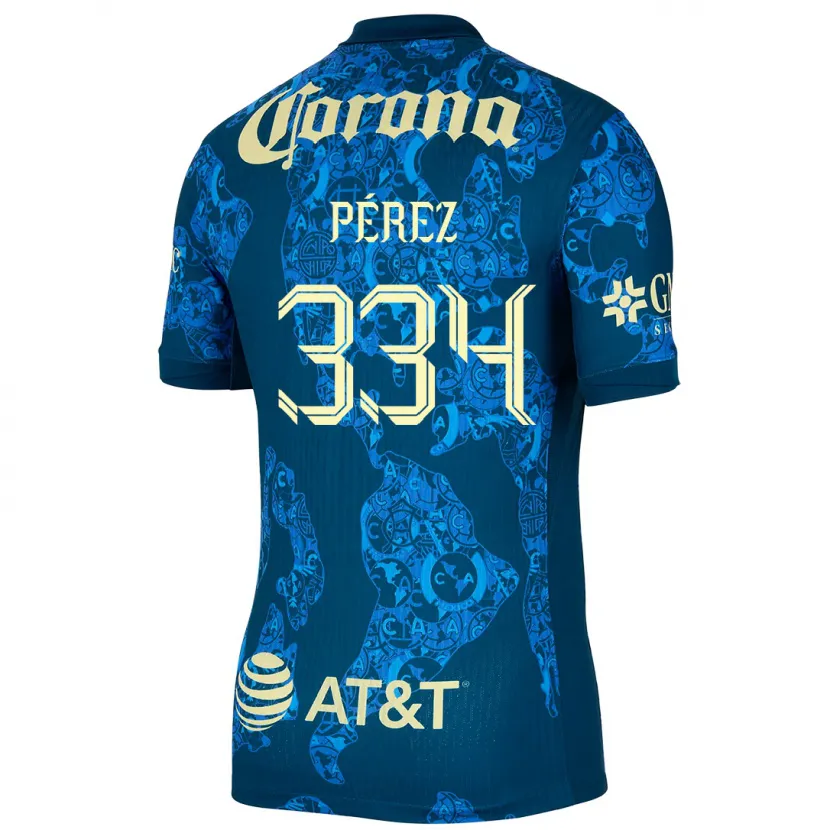Danxen Women Diego Pérez #334 Blue Yellow Away Jersey 2024/25 T-Shirt