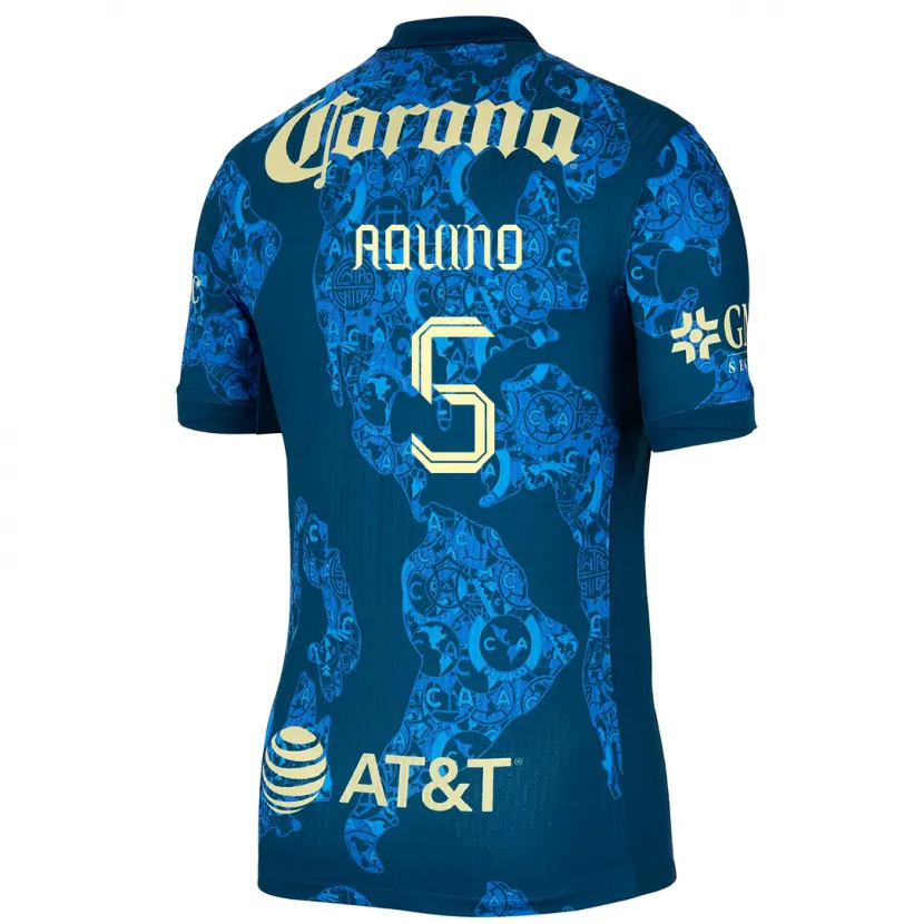 Danxen Women Pedro Aquino #5 Blue Yellow Away Jersey 2024/25 T-Shirt