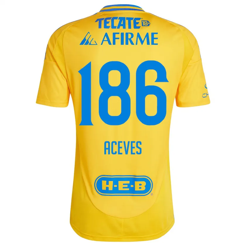 Danxen Women Israel Aceves #186 Gold Yellow Home Jersey 2024/25 T-Shirt
