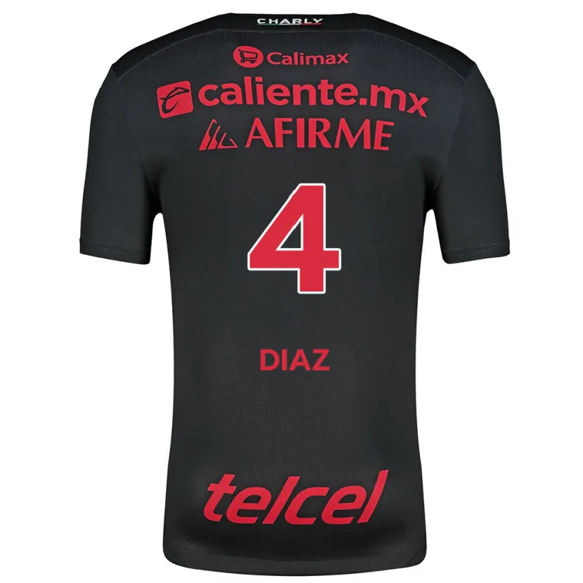 Danxen Women Nicolás Díaz #4 Black Red Home Jersey 2024/25 T-Shirt