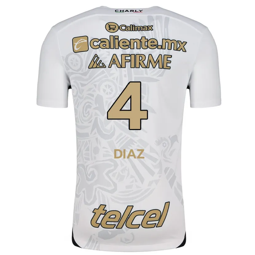 Danxen Women Nicolás Díaz #4 White Black Away Jersey 2024/25 T-Shirt