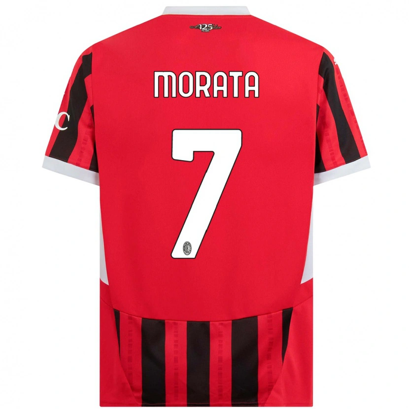 Danxen Kid Álvaro Morata #7 Red Black Home Jersey 2024/25 T-Shirt