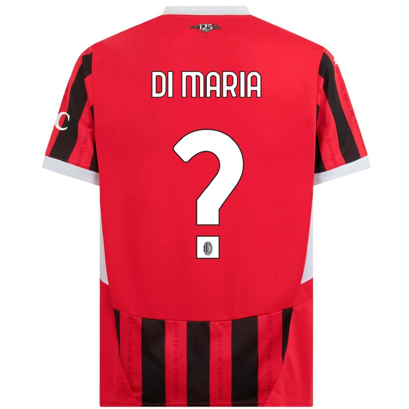 Danxen Kid Alessandro Di Maria #0 Red Black Home Jersey 2024/25 T-Shirt
