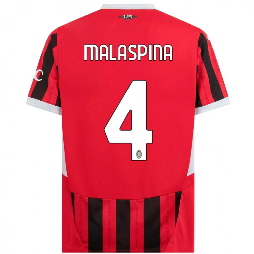 Danxen Kid Mattia Malaspina #4 Red Black Home Jersey 2024/25 T-Shirt