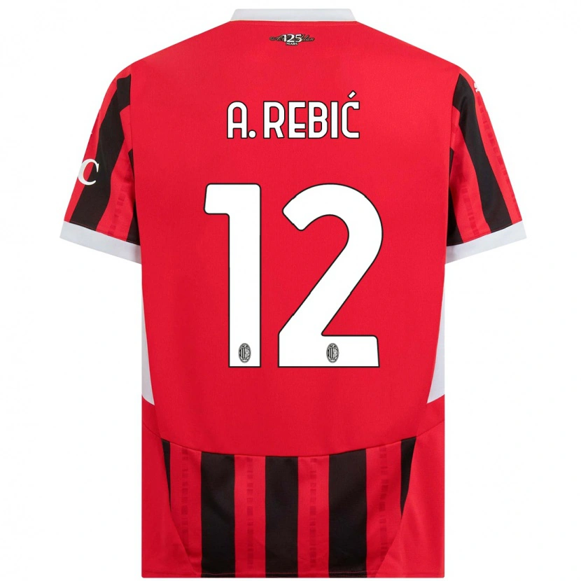 Danxen Kid Ante Rebic #12 Red Black Home Jersey 2024/25 T-Shirt