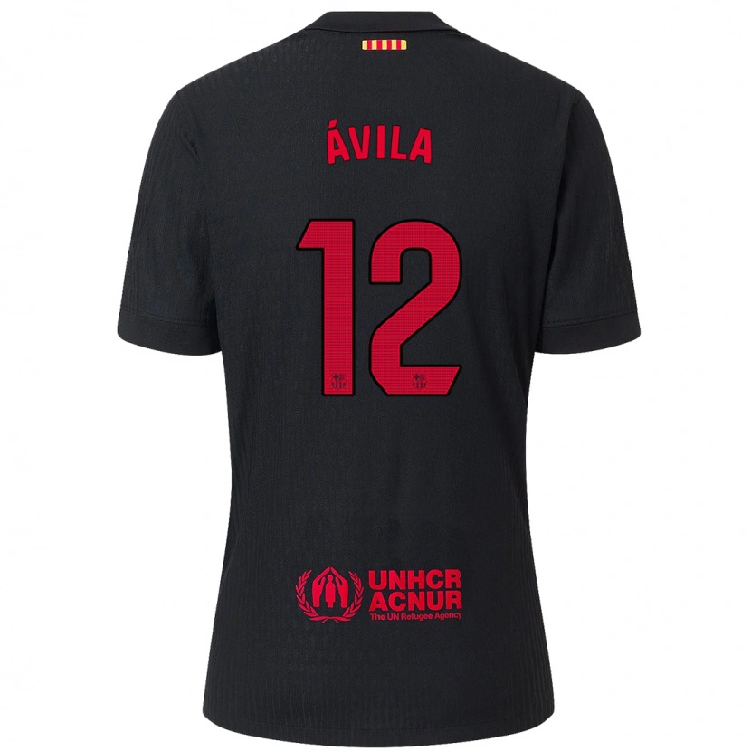 Danxen Kid Dani Ávila #12 Black Red Away Jersey 2024/25 T-Shirt