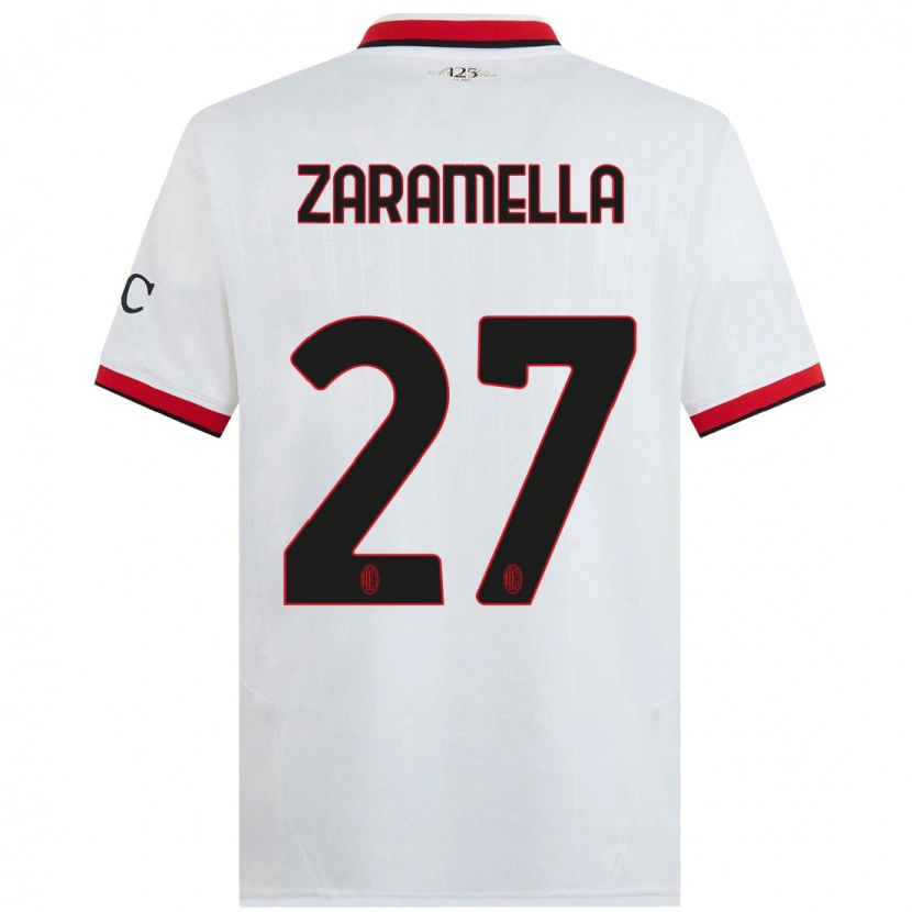Danxen Kid Mattia Zaramella #27 White Black Red Away Jersey 2024/25 T-Shirt