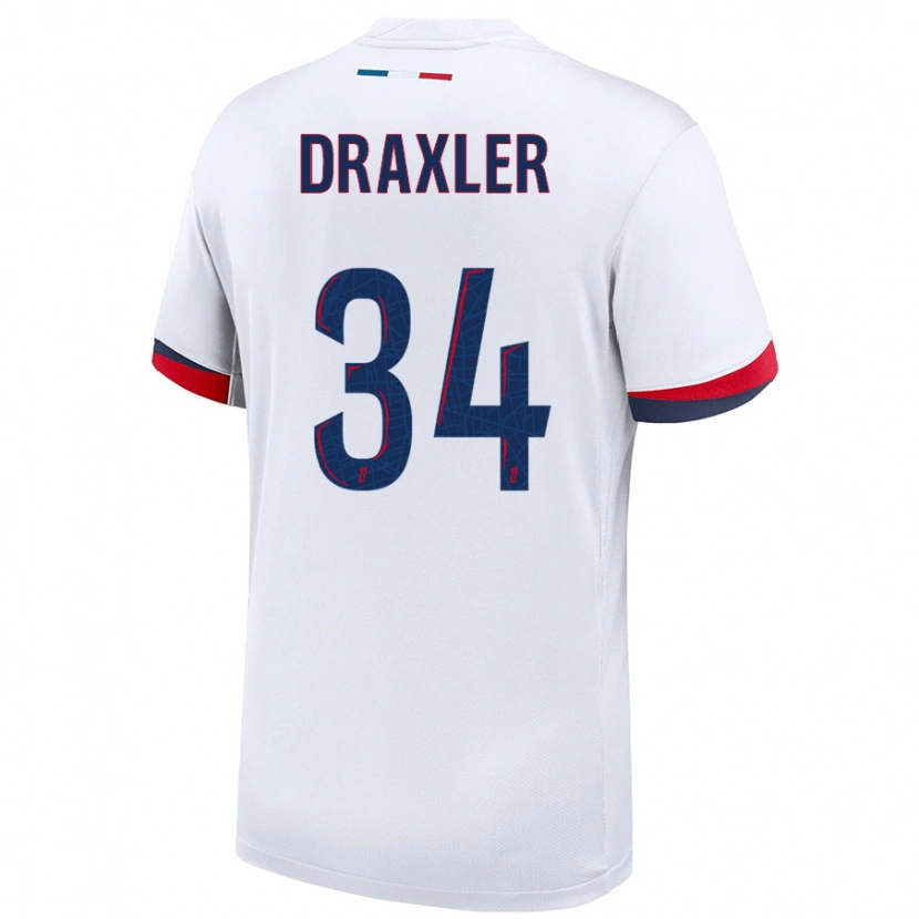 Danxen Kid Julian Draxler #34 White Blue Red Away Jersey 2024/25 T-Shirt