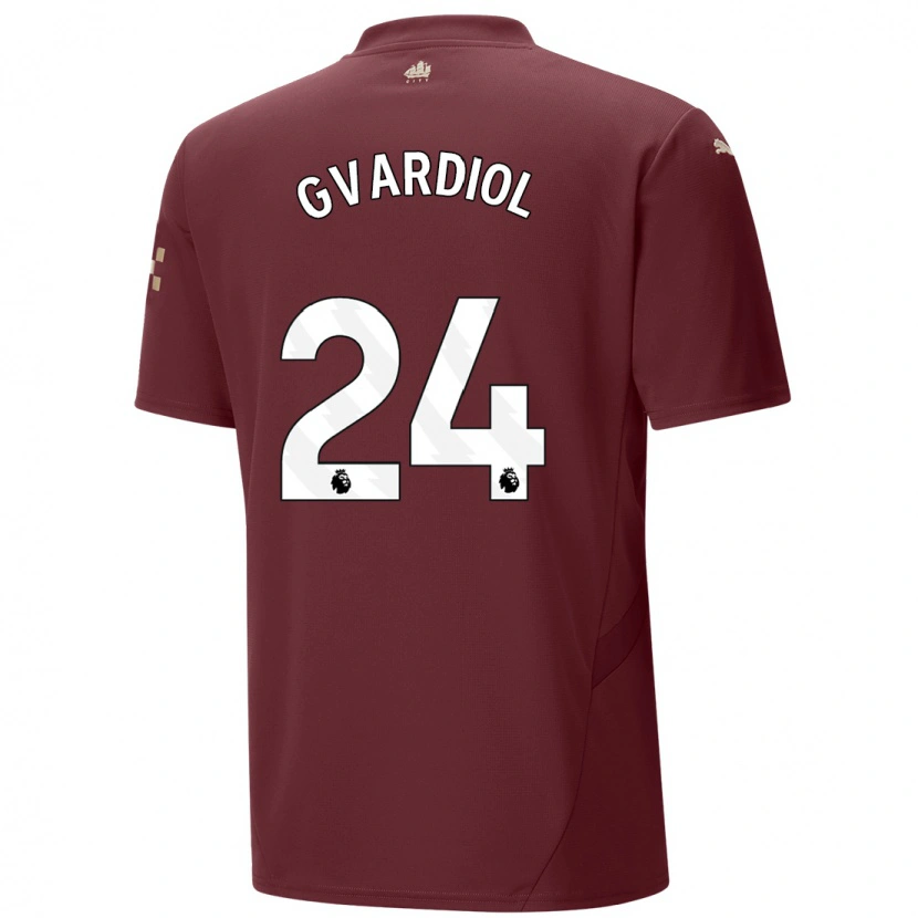 Danxen Kid Josko Gvardiol #24 Maroon Third Jersey 2024/25 T-Shirt