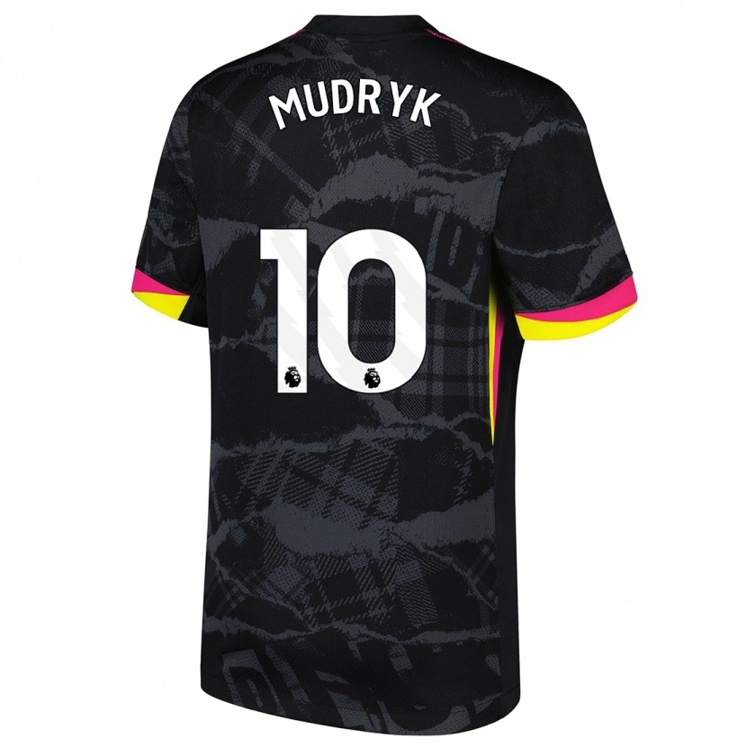 Danxen Kid Mykhaylo Mudryk #10 Black Pink Third Jersey 2024/25 T-Shirt