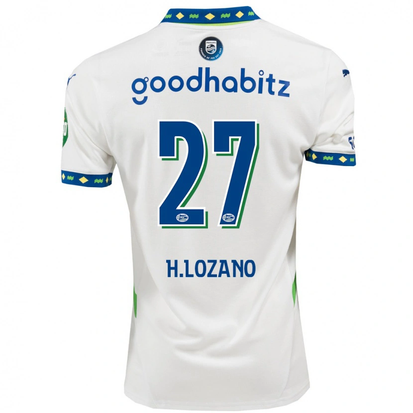 Danxen Kid Hirving Lozano #27 White Dark Blue Third Jersey 2024/25 T-Shirt
