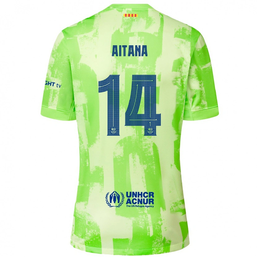 Danxen Kid Aitana Bonmati #14 Lime Third Jersey 2024/25 T-Shirt