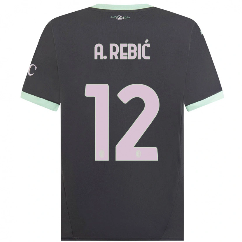 Danxen Kid Ante Rebic #12 Grey Third Jersey 2024/25 T-Shirt