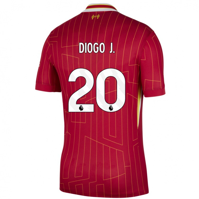 Danxen Men Diogo Jota #20 Red Yellow White Home Jersey 2024/25 T-Shirt