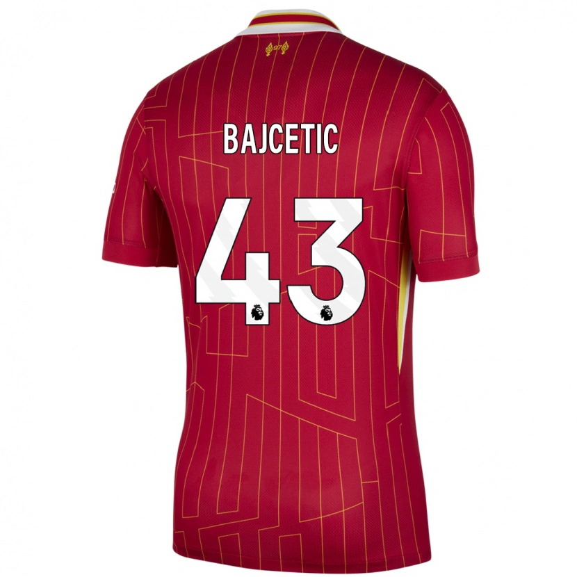 Danxen Men Stefan Bajcetic #43 Red Yellow White Home Jersey 2024/25 T-Shirt