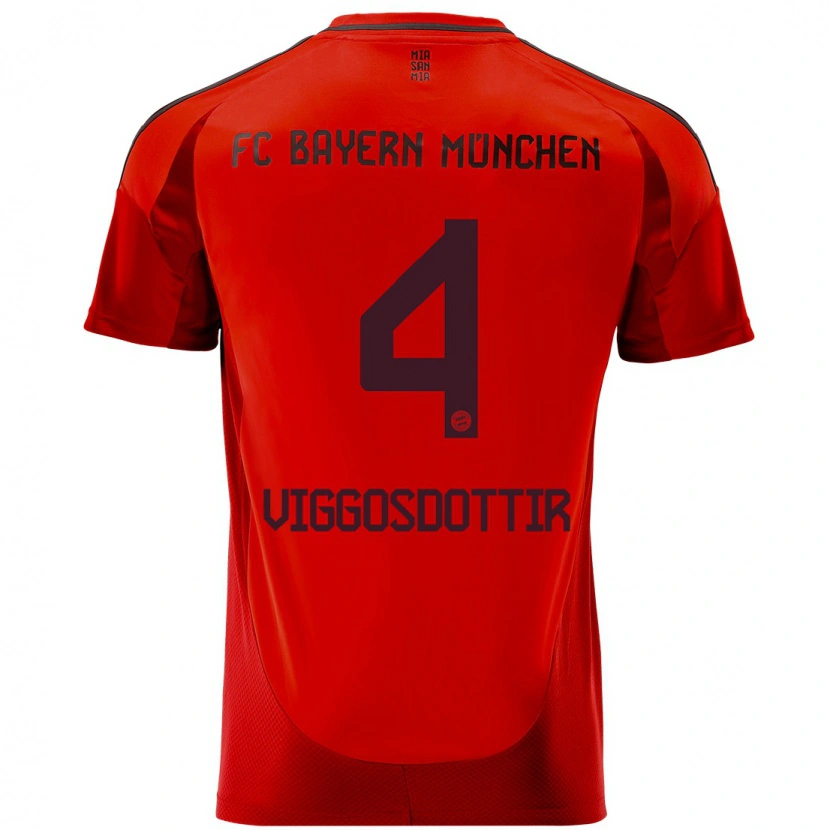 Danxen Men Glódís Perla Viggósdóttir #4 Red Home Jersey 2024/25 T-Shirt