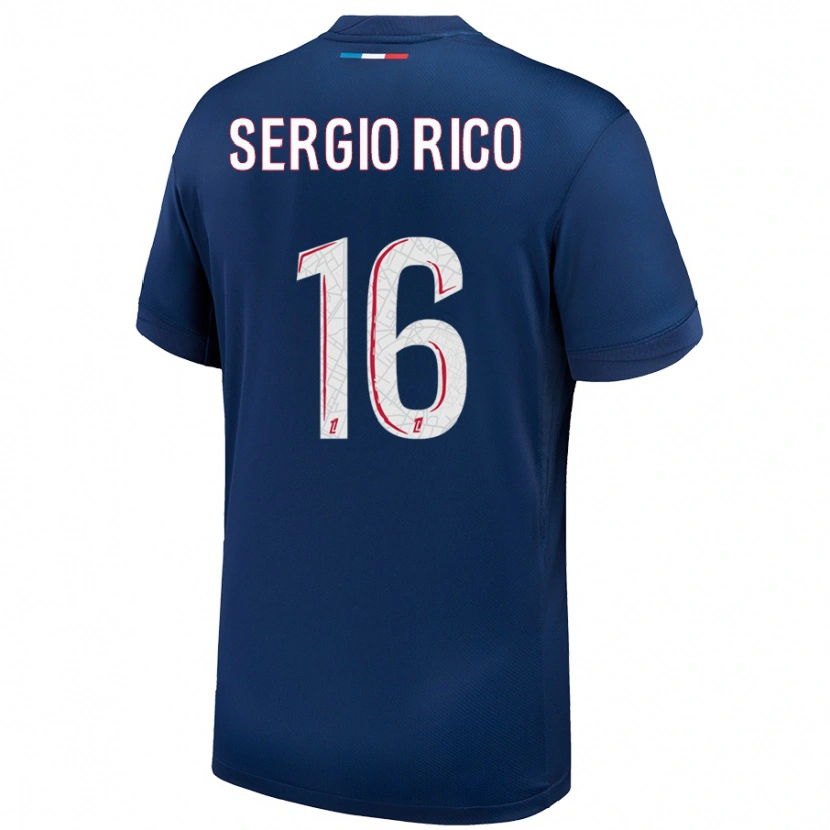 Danxen Men Sergio Rico #16 Navy Blue White Home Jersey 2024/25 T-Shirt