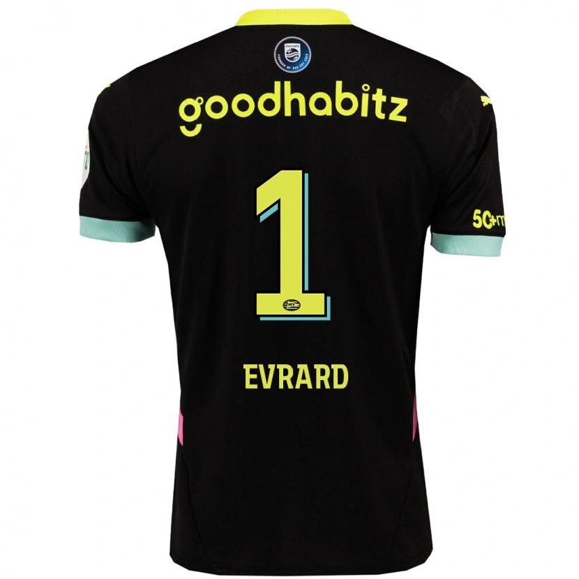 Danxen Men Nicky Evrard #1 Black Yellow Away Jersey 2024/25 T-Shirt