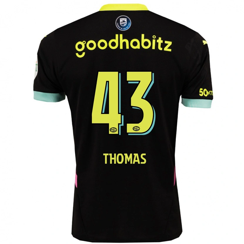Danxen Men Kealyn Thomas #43 Black Yellow Away Jersey 2024/25 T-Shirt