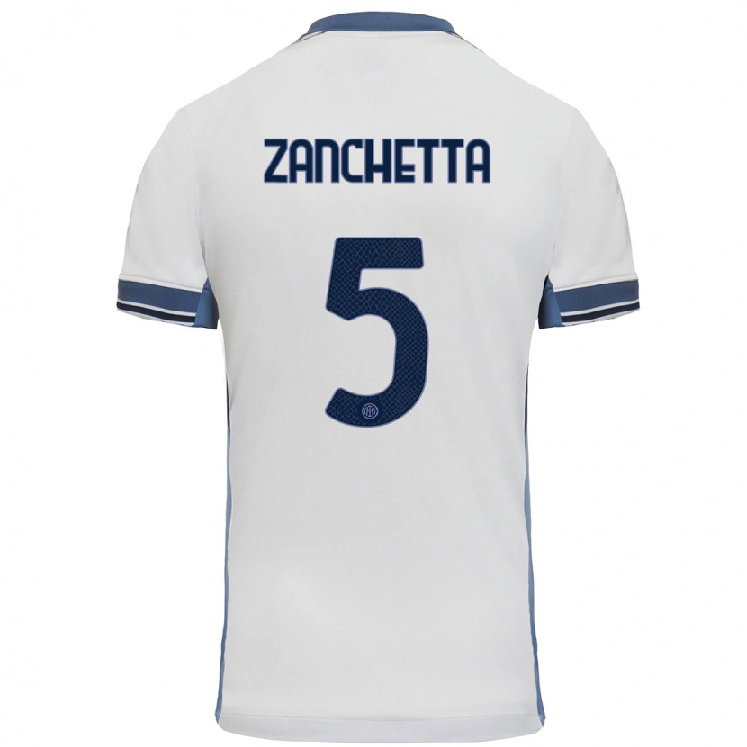 Danxen Men Mattia Zanchetta #5 White Grey Away Jersey 2024/25 T-Shirt