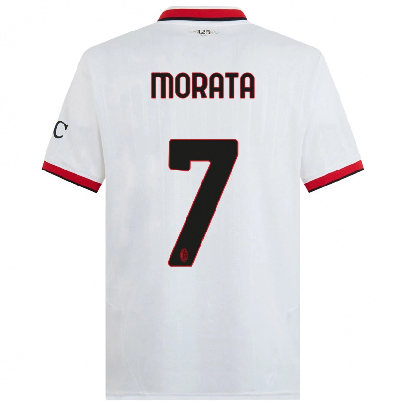 Danxen Men Álvaro Morata #7 White Black Red Away Jersey 2024/25 T-Shirt