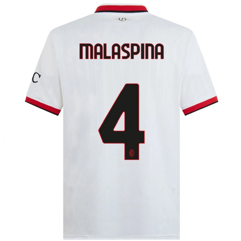 Danxen Men Mattia Malaspina #4 White Black Red Away Jersey 2024/25 T-Shirt