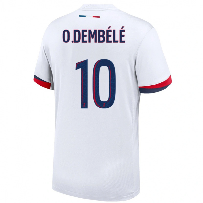Danxen Men Ousmane Dembélé #10 White Blue Red Away Jersey 2024/25 T-Shirt