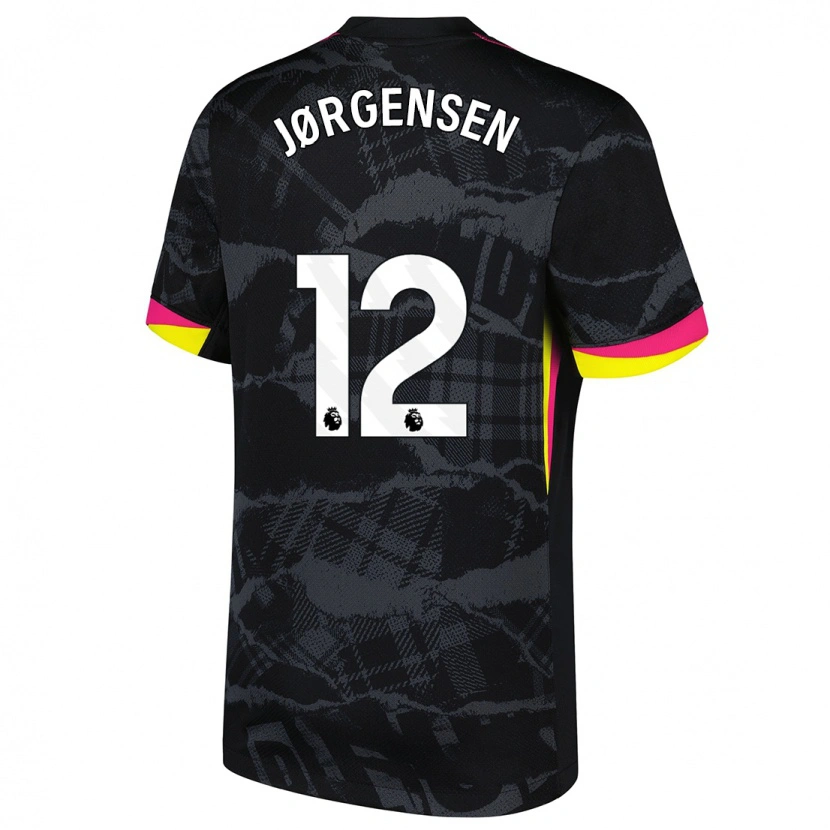 Danxen Men Filip Jørgensen #12 Black Pink Third Jersey 2024/25 T-Shirt